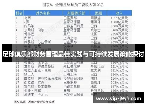 足球俱乐部财务管理最佳实践与可持续发展策略探讨
